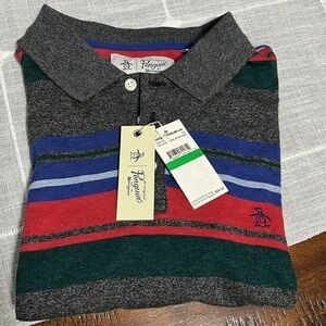 BNWT an Original Penguin BY Munsingwear Men’s Stripe Polo Shirt 100% Cotton